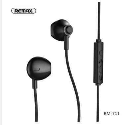 Remax RM 711 Earphone Wired Headset Noise Cancelling Fashion In-Ear Earphone For Mobile phone - Black Headphone