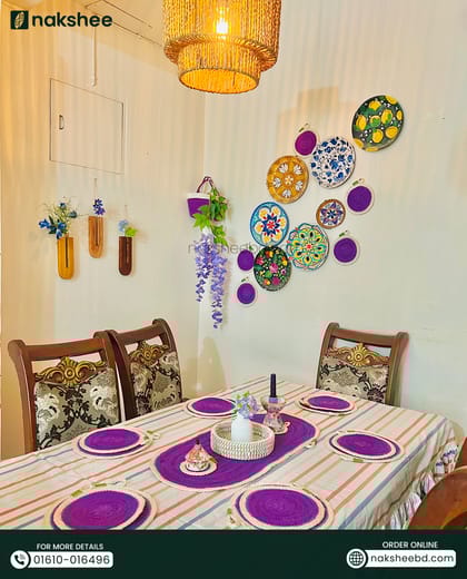 ২৬ পিসের জুট টেবিল ম্যাট সেট