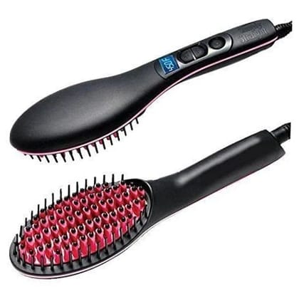 Simply Straight Ceramic Hair Straightening Brush – Ionic Hot Comb with Adjustable Temperature
