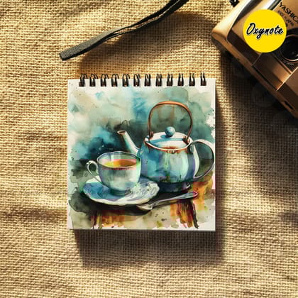 Tea Watercolor Painting Square Sketchbook by OXYNOTE