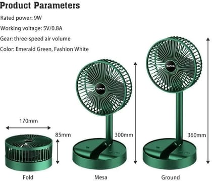 Portable Foldable USB Desk Fan – 3-Speed, Rechargeable, Quiet Cooling for Home & Travel