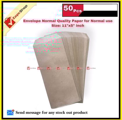 Envelope Normal Quality for Normal Use Size 11"x 5" inch 50 pcs