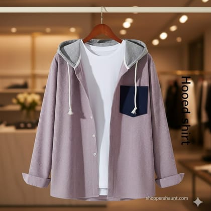 Corduroy hooded shirt for winter (unisex)