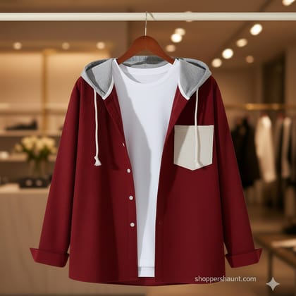 corduroy hooded shirt for winter 0051