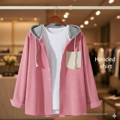 Corduroy hooded shirt for winter 0054