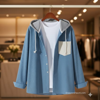 Premium check hooded shirt for winter 003