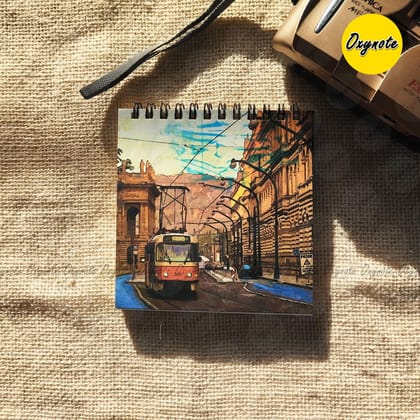 Tram Painting Square Sketchbook by OXYNOTE