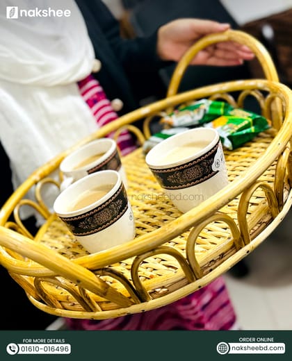 বেতের ট্রে (Cane Tray) - ওভাল আকৃতি (Design Code: T02)