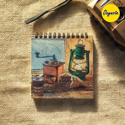 Vintage Hurricane Lamp & Coffee Painting Square Sketchbook by OXYNOTE