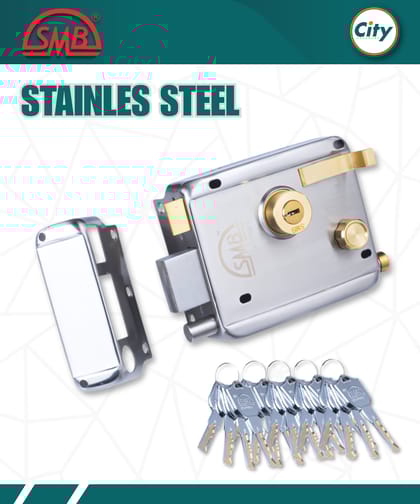 অটো লক সুরক্ষা লক স্টেইনলেস স্টিলের হেভি রিম লক প্রধান দরজার জন্য লক অনেক চাবির সাথে দরজার লক