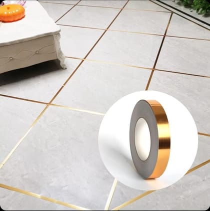 166 Feet (Golden color) Self-Adhesive Waterproof Tile Gap Tape for Floor and Wall Sealing(1 line tiles gap adhesive)
