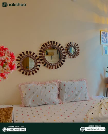 Wooden Mirror 3 piece set 14''+17''+23''