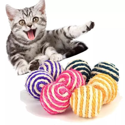 Colorful Sisal Interactive Ball Cat Toy 1pcs