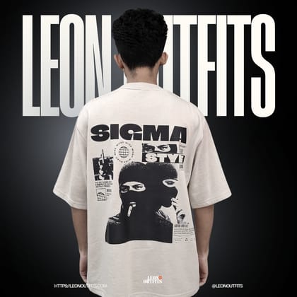 "SIGMA" Men’s Oversized Drop Shoulder T-shirt in Off White.