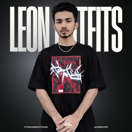 "KENDRICK" Men’s Oversized Drop Shoulder T-shirt in BLACK.