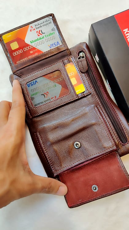 ১০০% চামড়ার মানিব্যাগ মিডিয়াম লং ওয়ালেট
