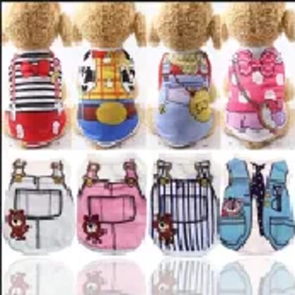 New Cotton Puppy Dogs Vests Pink Blue Breathable Cartoon Puppy Dog Vest Soft Cartoon Clothing Summer Shirt