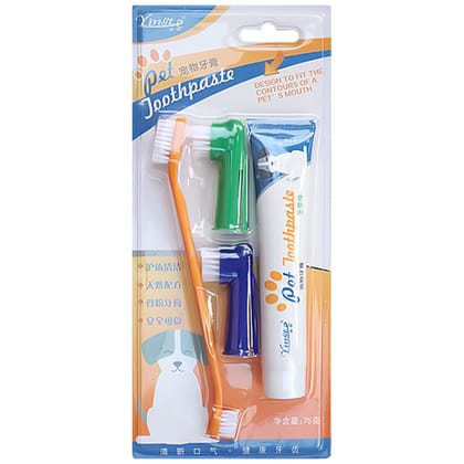 Pet Dog Cat Vanilla/Beef Flavor Toothpaste Toothbrush Oral Hygiene Health Care