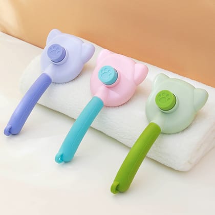 Cat Shape Pet Push Brush Automatic Plastic Shedding Hair Remove Tool Dog Cat Loose Hair Comb For Pet Faces Fur Nozzle Grooming