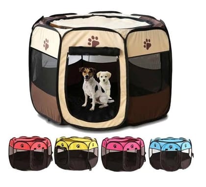 (Large Size)Portable Folding Pet tent Dog House Cage Dog Cat Tent Playpen Puppy Kennel Easy Operation Octagon Fence Easy House for cat and dog