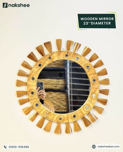 wooden mirror 23/23'' size Wooden stick circle