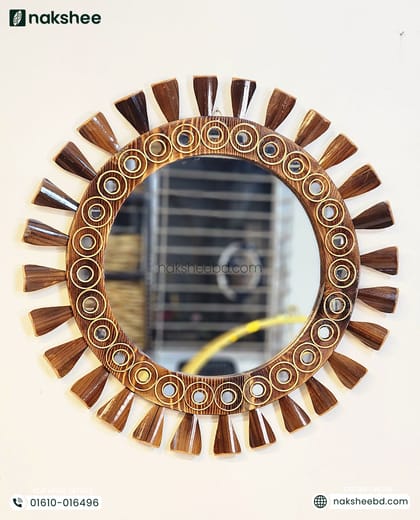 wooden mirror 23/23'' size Black circle