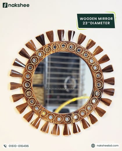 wooden mirror 23/23'' size Black circle