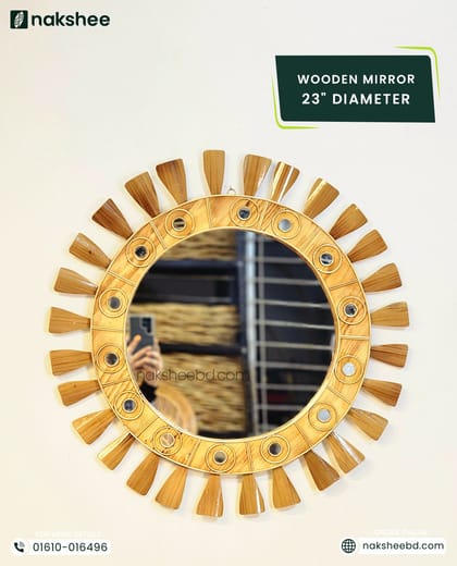 wooden mirror 23/23'' size Wooden stick circle