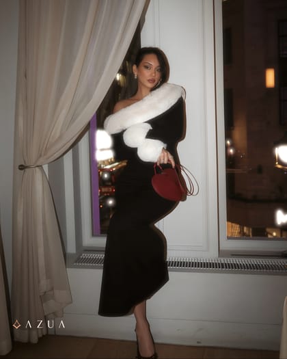 KARLEIGH Faux Fur Knit Maxi Dress