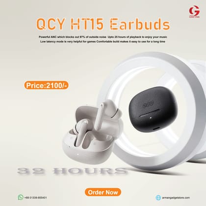 QCY HT15 Adaptive ANC True Wireless Earbuds – 45 dB Hybrid Noise Cancellation