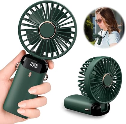 Portable Mini Fan with 5 Speeds & LED Display – USB Rechargeable, Quiet, for Travel & Desk Use