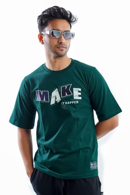 ‘MAKE IT HAPPEN’ BOTTLE GREEN LONG SLEEVE TEES