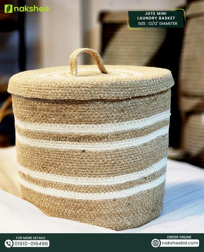 Jute Mini Laundry Basket (12/12" Diameter)