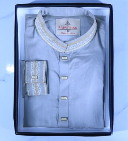 Classic Beige Embroidered Panjabi – Elegant & Traditional