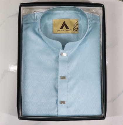 Sky Blue Jacquard Panjabi – Subtle & Sophisticated