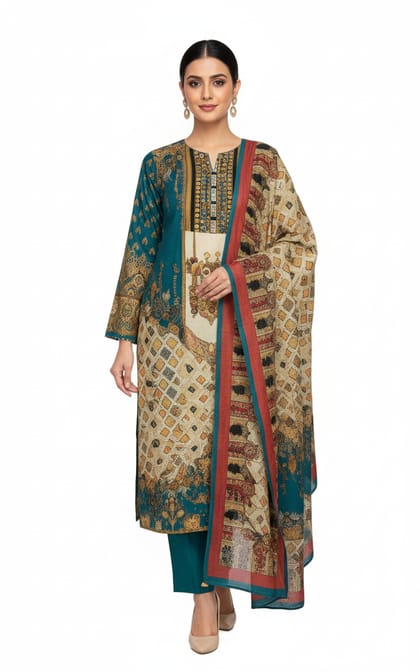 Vivek Premium Printed Lawn Three-Piece - 26