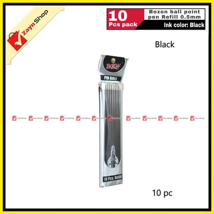 Bozon Ball Point Pen Refill 0.5mm Black ink 10pcs