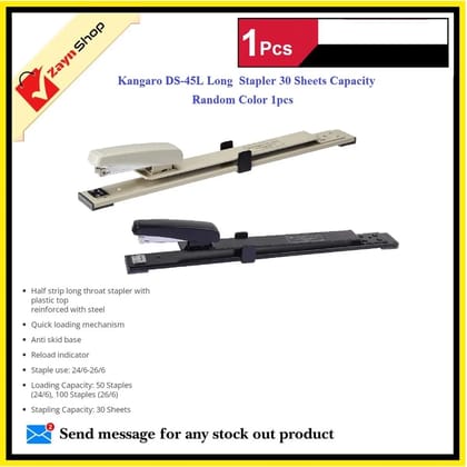 Kangaro DS-45L Long  Stapler 30 Sheets Capacity Random Color 1pcs