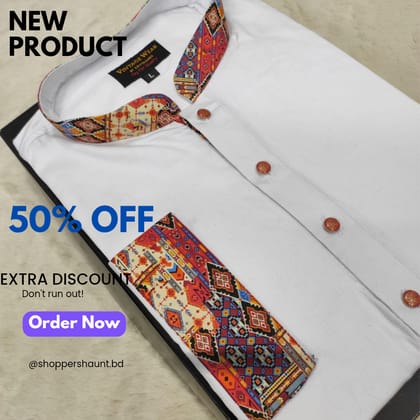 Premium white contrast panjabi for men (Trendy White beauty)
