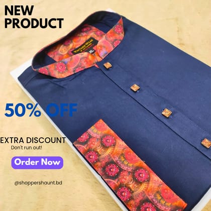 Premium Nevy blue with contrast Panjabi for men