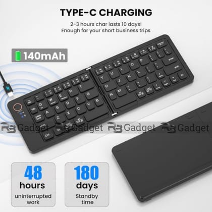GearUP B023 Rechargeable Ultra Slim Folding Pocket Bluetooth Keyboard