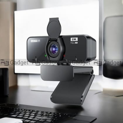 GearUP K450 Webcam- 2K 4.0MP HD USB Webcam with Privacy Cover Plug & Play USB Webcam with Built-in Mic