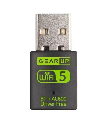 600Mbps Dual Band WiFi + Bluetooth Adapter For Windows PC/Laptop- (Driver Free Version, WiFi Hotspot Supported, 2.4GHz + 5GHz)