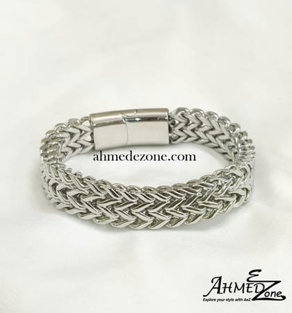 Double Row Titanium Steel Magnetic Buckle Bracelet (Silver Edition)