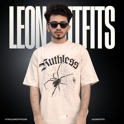 Men’s Oversized Heavyweight Drop Shoulder T-shirt in Cream.