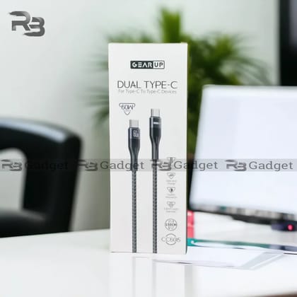 GearUP CC6015 Type-C to C 60W PD Fast Charging & Data Cable – 1.5m