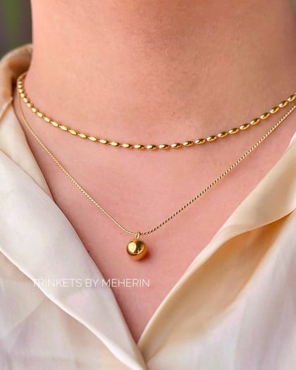 Double layer round bead neckpiece