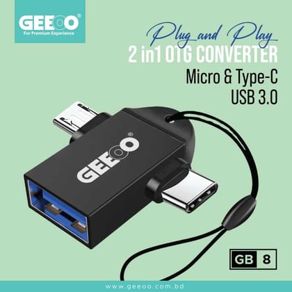 GEEOO GB8 2-in-1 Type-C & Micro USB OTG Converter | USB 3.0 Adapter