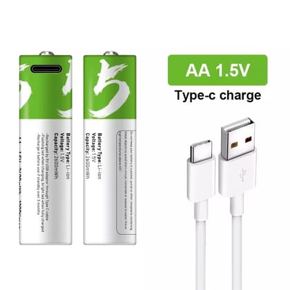 SMARTOOOLS AA 1.5V 2600mWh Rechargeable Battery | Type-C Charging | 2 Pcs Set