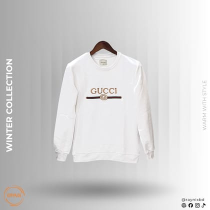 GUCCI Winter Collection Embroidered Logo Crewneck – Classic White
